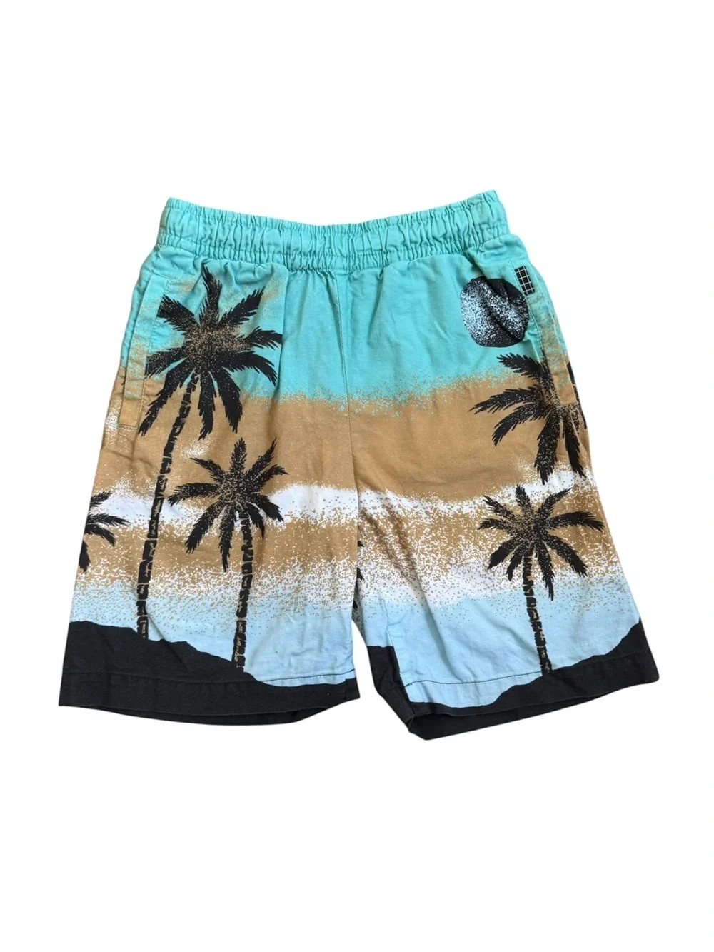 Molo Adi Holiday Island Shorts Boys Sz 4 Organic Cotton Palm Tree Hawaii Print